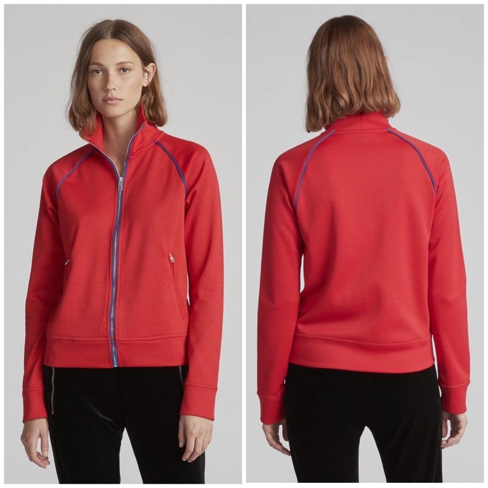 Rag & Bone Red Naval Zipper Front Track Jacket Size Large